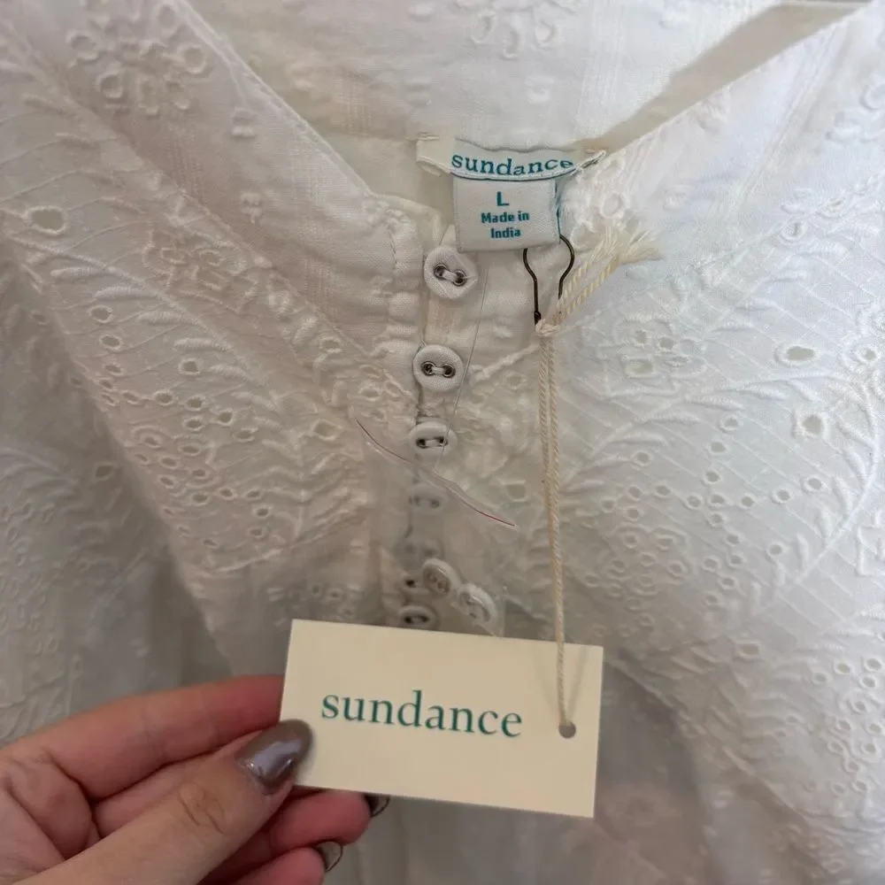 Sundance White Eyelet Arezzo Dress NEW Size Large - Picture 11 of 13